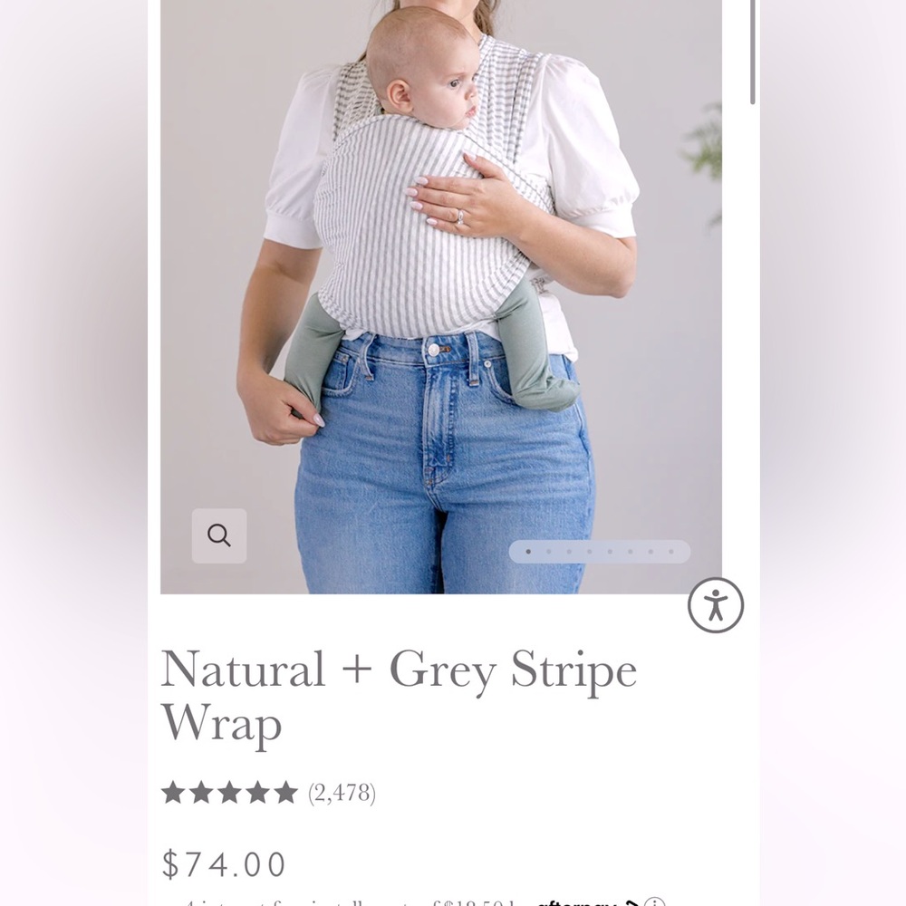 Solly Baby- Grey & White striped wrap.